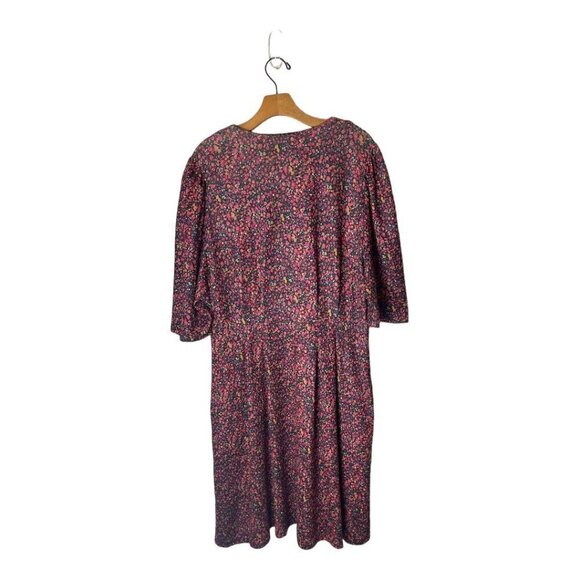 Hutch Anthropologie Pink Ditsy Floral Print V Neck Fit And Flare‎ Dress Size OX - Picture 3 of 11